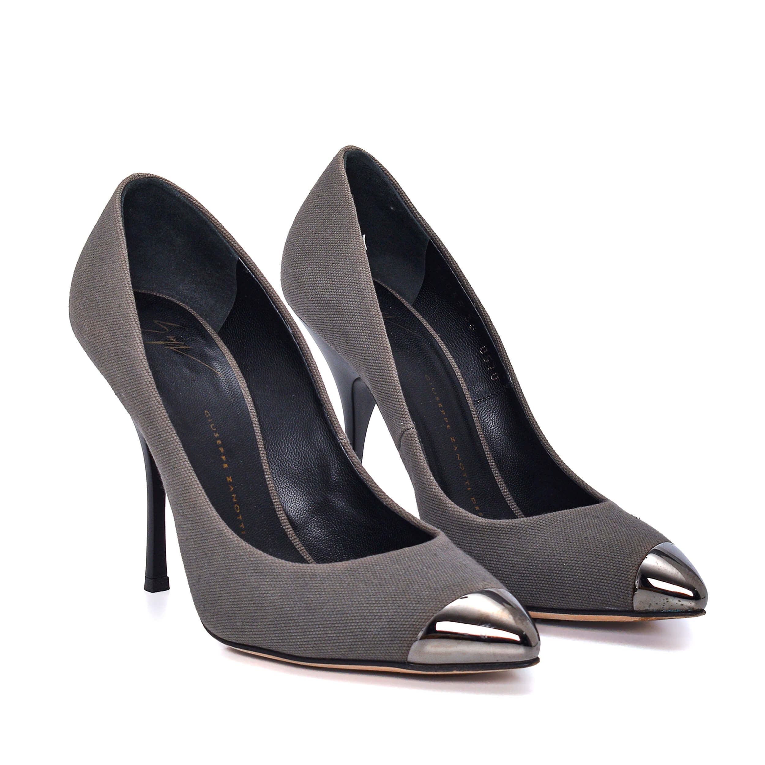 Giuseppe Zanotti - Grey Fabric Metal Nose Tip Pumps